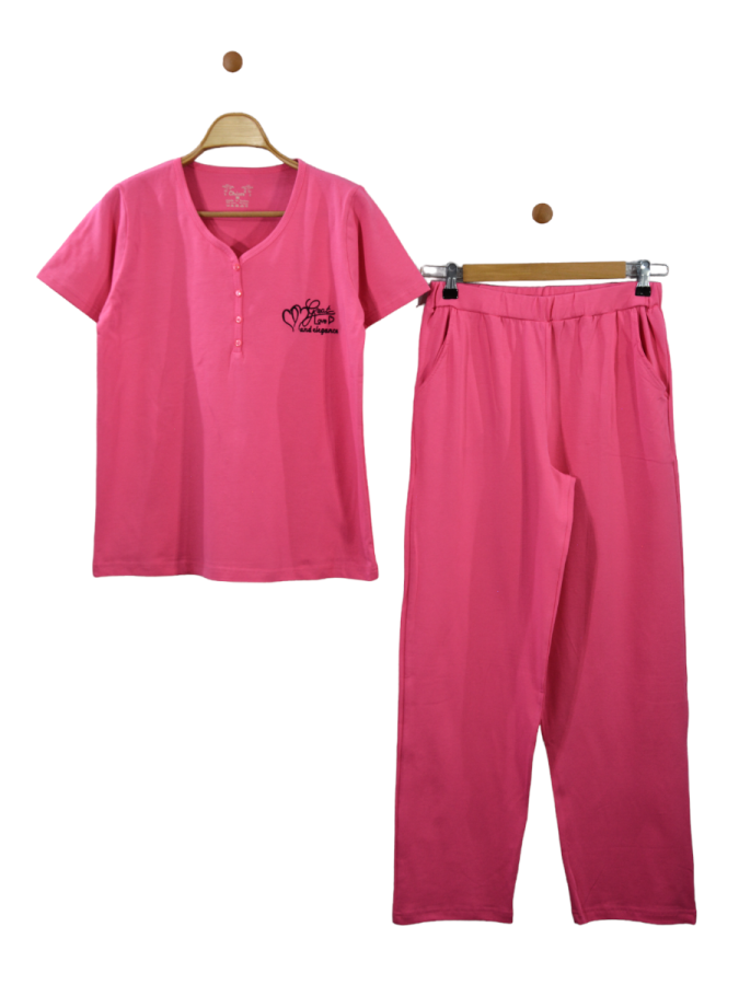 Pembe%20Kısa%20Kollu%20Pijama%20Takımı