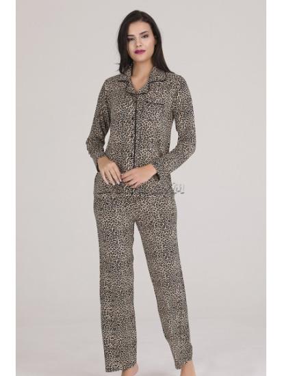 Leopar Desen Viskon Bayan Pijama Takımları