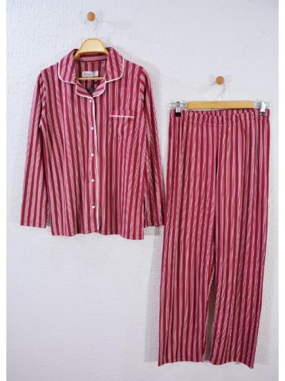 Bordo Uzun Kollu Pijama Takım 