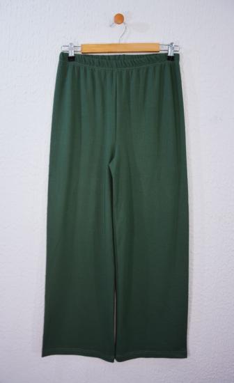 Yeşil Fitilli Bol Paça Kadın Pantolon